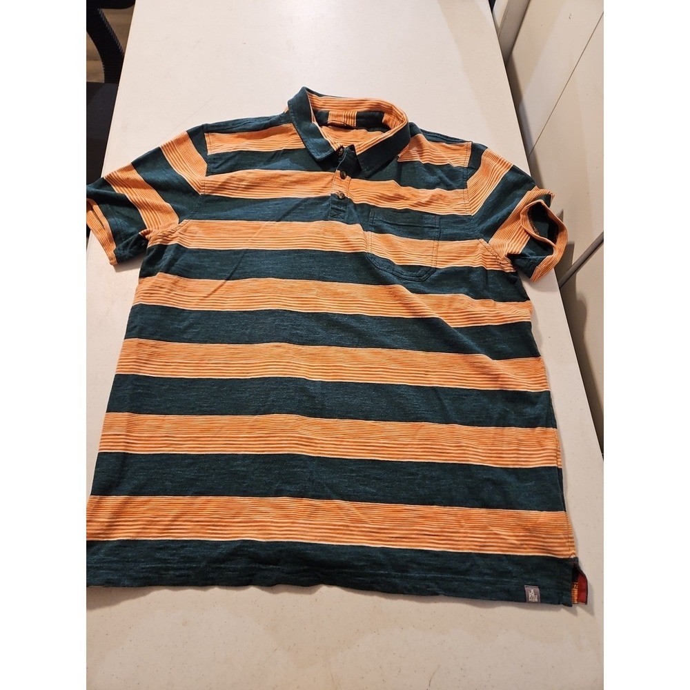 The North Face Polo Blue Orange Striped Cotton Mens Golf Shirt Size XXL (A1199